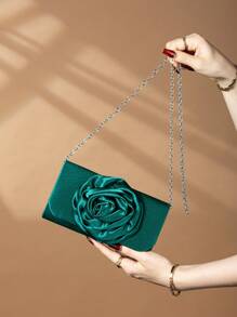 REMANLAND Borsa da sera a forma di rosa per donna, pochette, borsetta da donna con fiore di rosa, borsetta in raso, borsa da sera per matrimonio e feste, regalo originale