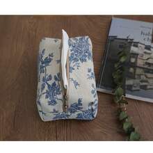 joumoswk Pudełko na chusteczki z tkaniny w stylu vintage, elegancka torebka na chusteczki z kwiatowym wzorem, wielofunkcyjna torba do przechowywania, odpowiednia do samochodu, salonu i sypialni