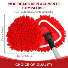 4 Pack Chenille Mop Heads Replacements Compatible With O-Cedar Easy Wring 1 Tank System Chenille Duster Replacement Heads Reusable Spin Mop Pad Washable Dust Refills For Floor Cleaning(Red) - Đỏ - Xem 2