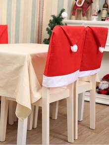 1/4/6Pcs Christmas Santa Claus Hat Chair Cover Tablecloth Christmas Decoration Table New Year Ornament For Home Decoration Xmas Gift