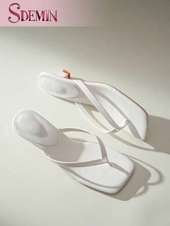 SDEMIN 夏季新款女士纯色拖鞋，优雅度假鞋，休闲沙滩高跟凉鞋，时尚易穿高跟鞋，适合正装