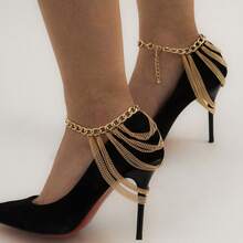 Fashionable And Elegant Tassel Ladies Multi-Layer Anklets, Women's Boot Chains, Shoe Chains, Heel Chain Accessories - 銀色 - 查看 3