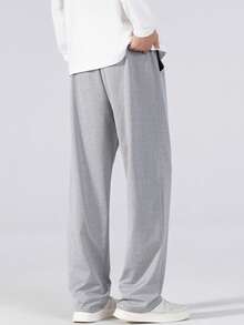 1pc Men's Loose Casual Solid Color Wide Leg Sweatpants With Drawstring Waist And Large Pockets, Suitable For Daily Walking, Work, Travel And Other Occasions - Grey - View 6
