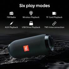 便携式户外无线低音扬声器，带充电线和 Aux 线 - 兼容 FM TF USB 插入卡 - 随时随地享受清晰强劲的声音，无线音频低音炮 U 盘 3D 环绕声，TWS 立体声低音炮杆免提通话/FM/TF 卡/U 盘，连接手机/平板电脑/电视，无线便携式音频，电子/消费电子，生日派对礼物，TG117，锂离子电池 1200 MAh - 黑色 - 查看 3