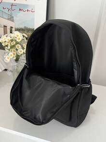 Rucsac casual de mare capacitate, ghiozdan minimalist la modă pentru studenți, rucsac de călătorie unisex, cadou pentru prieteni, mamă, profesori - Negru - Vizualizare 6