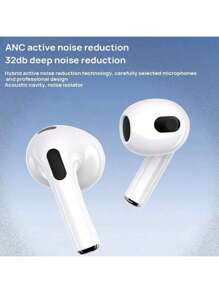 Newmine Bluetooth Headset T19 With Long-Lasting Battery Life, Touch Control, Zero Latency, Stereo Sound, Multi-Mode Switching, Bluetooth V5.4 Chip, ANC Active Noise Cancellation, White