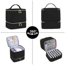 灯芯绒指甲油收纳盒和美甲灯盒，美甲套装收纳盒可容纳 30 瓶（15 毫升 - 0.5 液体盎司），指甲油便携盒带有美甲工具收纳区 - 彩色 - 查看 3