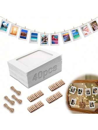 40pcs Hanging Paper Photo Frame, 6-Inch Photo Frame, Gift For Friends And Lovers, Birthday Gifts, Sense Of Ceremony, Sense Of Decoration