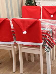 1/4/6Pcs Christmas Santa Claus Hat Chair Cover Tablecloth Christmas Decoration Table New Year Ornament For Home Decoration Xmas Gift