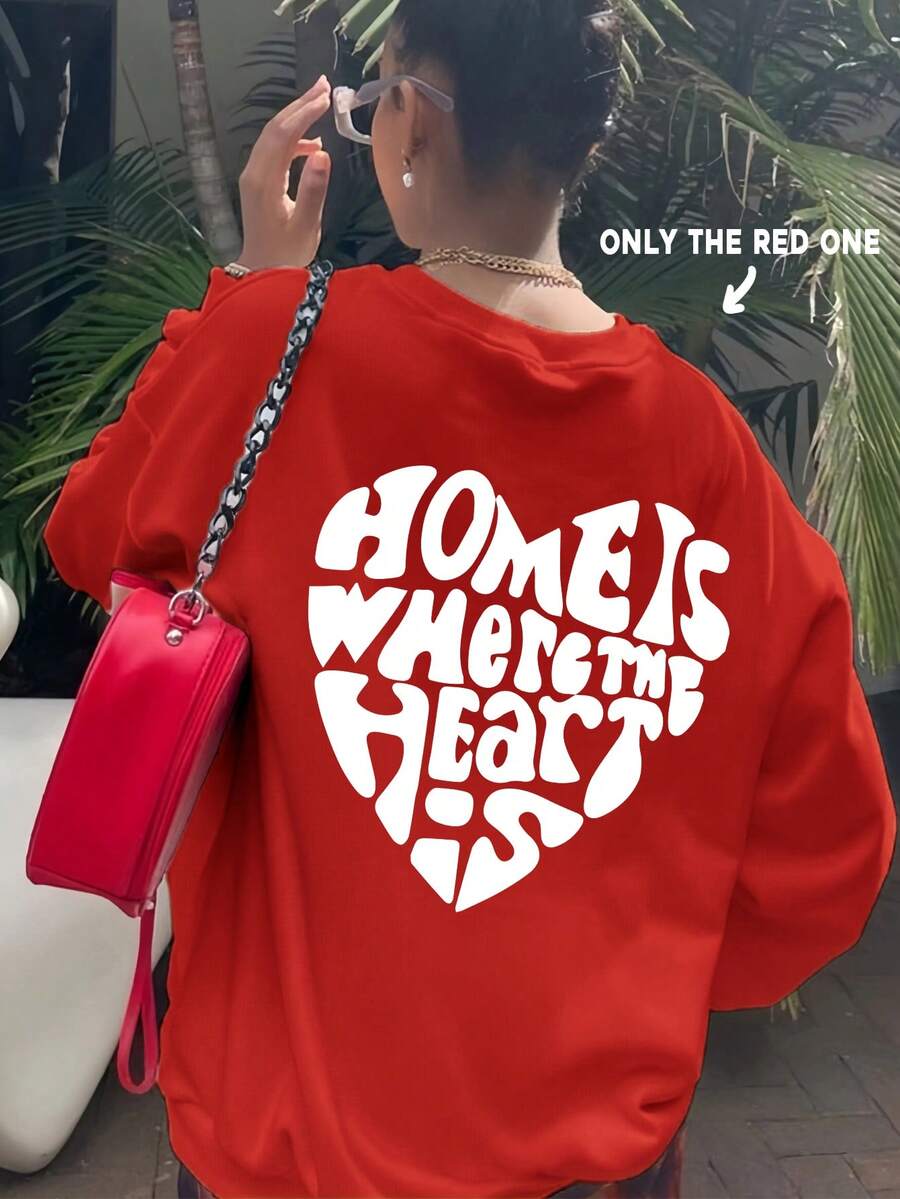 情人節字母印花情侶款女式運動衫棉質女式上衣落肩衛衣Curve oversize運動衫秋冬厚實面料保暖抓絨女式基本款上衣圓領超大運動衫寬鬆休閒運動衫百搭街頭學院風外出上衣適合寒冷天氣服裝長袖上衣女式街頭服飾運動上衣女裝新款系列情人節禮物適合妻子女朋友或愛人禮物適合愛情、週年紀念日、節日可作為伴侶禮物有趣而獨特的文字表白