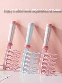 双排波浪齿宽齿卷发梳，内置清洁刷，加长手柄头皮按摩梳，蓬松梳，防静电卷发造型梳，适用于美发沙龙 - 彩色 - 查看 5