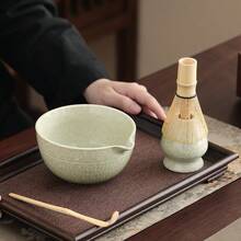 Juego de té Matcha de 5 piezas de cerámica, incluye herramientas de preparación de pasteles/Matcha, tazón de Matcha, batidor de Matcha, taza de Matcha, revolvedor, cuchara de té, juego de tazón de té, ideal para preparar postres y bebidas de té, caja de regalo con estilo japonés, juego de herramientas de batido de Matcha de la dinastía Song