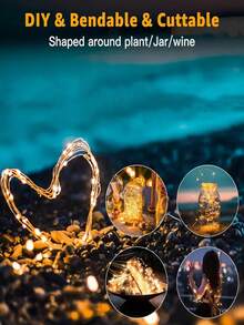1 String Of Led Fairy Lights, Warm Color, Battery-Powered Copper Wire String Lights, Suitable For Gift, Bedroom, Christmas, Party, Wedding, Centerpiece, Halloween, Bouquet, Yard Decoration, 1m/3m/5m (Batteries Not Included) - 暖光 - 查看 3