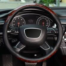 Wood Grain Steering Wheel Cover Universal 15inch Microfiber Leather Non-Slip Steering Wheel Protector Odorless - 標準尺寸[14 1/2''-15''] - 查看 2