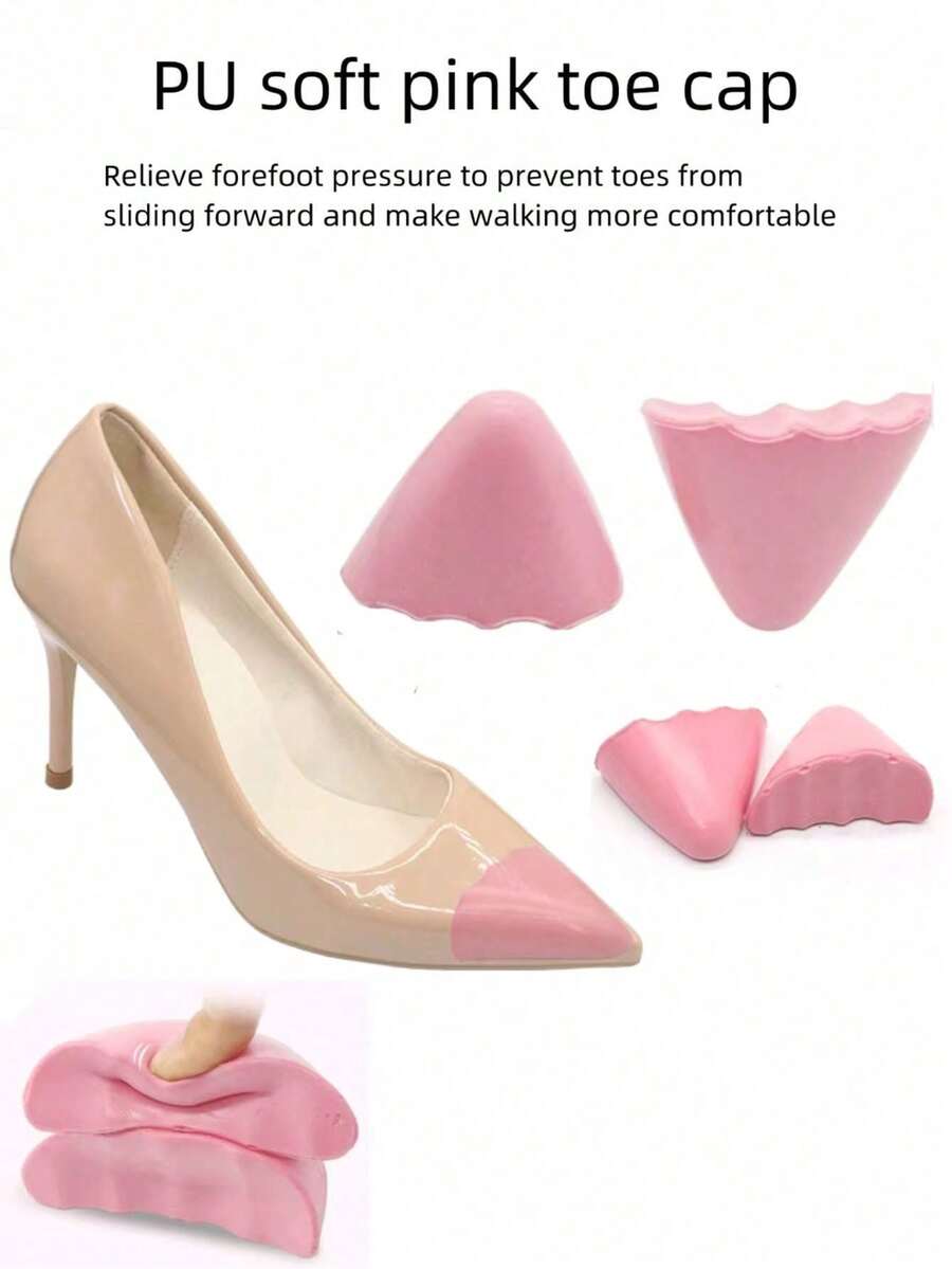 1 par de almohadillas para los dedos de los pies suaves y elásticas de PU, plantillas antifricción gruesas y amigables con la piel, almohadillas de relleno ajustables para tacones altos - Multicolor - Ver 1