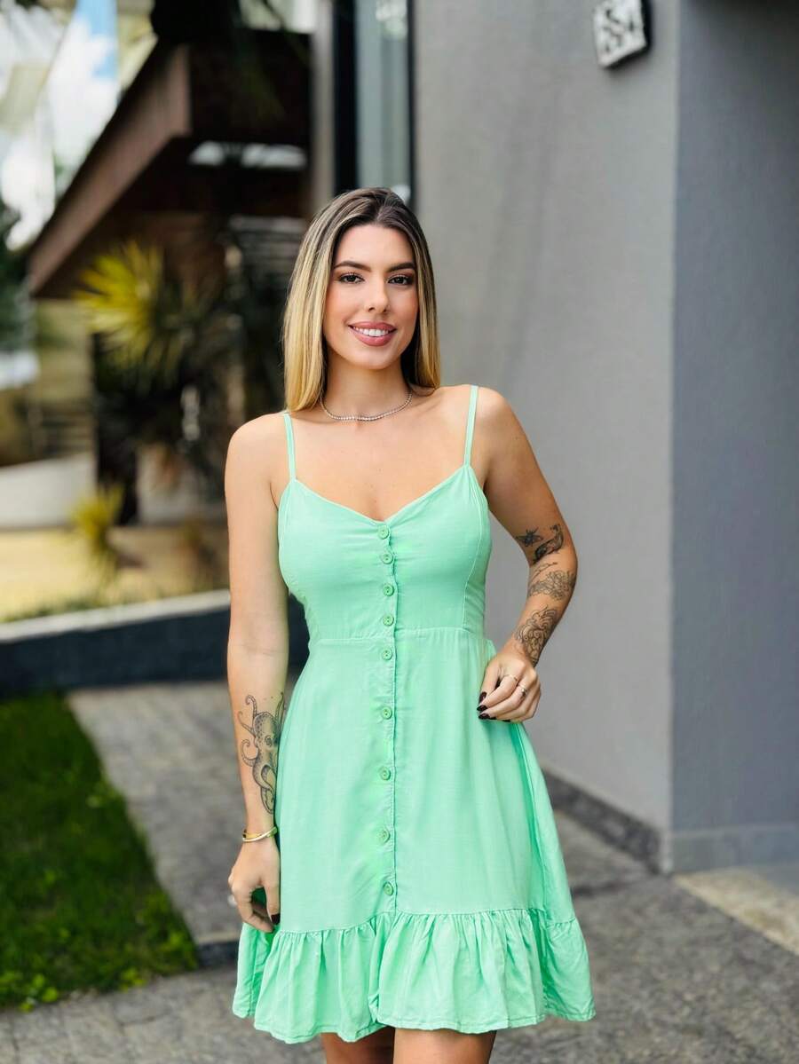 AYLA SOPHISTICATED SHORT DRESS - Lime Green - View 1