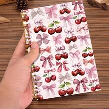 DANPERJI 1本可爱樱桃结笔记本 - 迷人红色，大学标准行距，尺寸5.5英寸×8.3英寸，适合工作、学习、送给女性的礼物，A5尺寸 - 紅色 粉紅色 - 查看 6