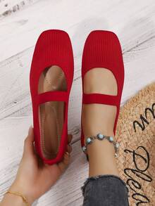 Mocassini piatti da donna con punta quadrata, in maglia a righe, traspiranti, adatti per stile preppy, punk, bohémien, casual, sexy, ideali per uso all'aperto, casa, ufficio, feste, matrimoni, in tutte le stagioni