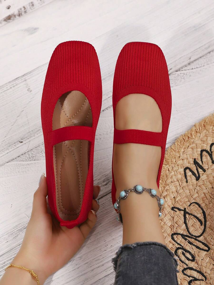 Mocassini piatti da donna con punta quadrata, in maglia a righe, traspiranti, adatti per stile preppy, punk, bohémien, casual, sexy, ideali per uso all'aperto, casa, ufficio, feste, matrimoni, in tutte le stagioni