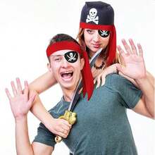 2 Pcs Pirate Accessories Halloween Pirate Headband Costume Party Supplies Head Scarf Eye Patches For Cosplayer