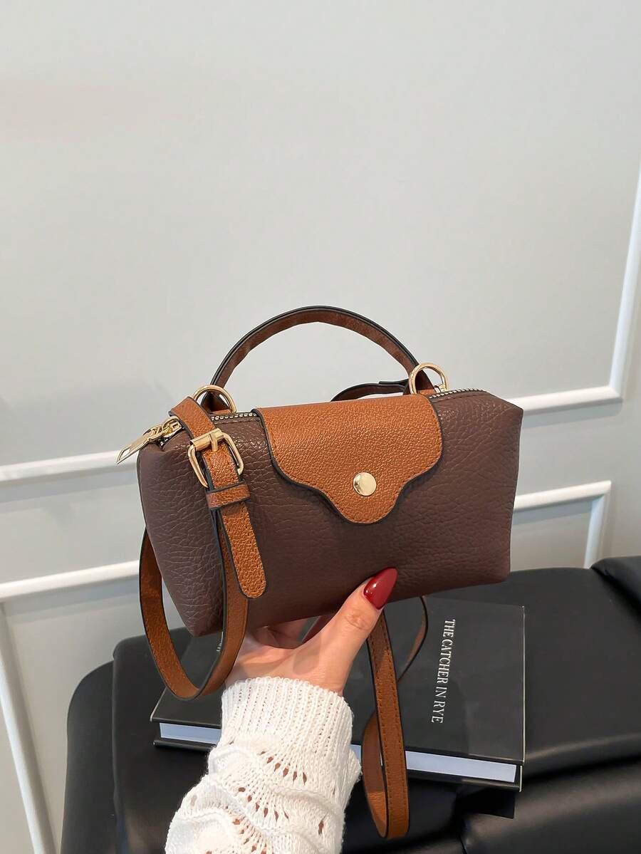 Mini New Fashion Handbag With Contrast Color Design, Made Of Waterproof Nylon Fabric, Includes Shoulder Bag, Square Bag And Vegetable Basket Bag, Suitable For Commuting, Parties And Vacations In Winter