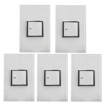 Kit 5 Interruptores Simples Caixinha 4x2 Branco 1 Tecla Cada Acrílico