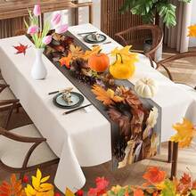 1/25 pièces Série automne, chemin de table en lin imprimé de feuilles d'érable et de pommes de pin, convient pour les fêtes, les dîners d'anniversaire, la décoration de la cuisine et de la salle à manger, les meubles et la décoration textile de la maison. C'est un article de décoration polyvalent convenant à toutes les saisons, parfait pour les décorations de fête et de vacances, ainsi qu'un excellent cadeau pour les parents et les amis.