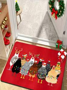 1/2 tấm thảm cửa ra vào họa tiết gà Giáng sinh, thảm phòng tắm hình động vật trang trại vui nhộn, thảm sàn nhà bếp, thích hợp cho trang trí ngày lễ nhà bếp/phòng khách/phòng tắm/sảnh chờ và phòng khách, quà tặng cho những người đam mê trang trại - Nhiều màu - Xem 4