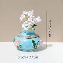 SIQIZHOU 1 件合金珐琅首饰盒，订婚结婚礼物，戒指耳环项链首饰盒，金色点缀的动物图案，磁扣，完美的手工礼物，珠宝展示，樱花蝴蝶图案的金属桌面收纳盒，优雅的珠宝收纳盒，适合女士和女孩 - 彩色 - 查看 21