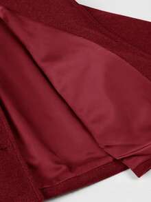 这款复古优雅的女士夹克采用欧美风格和宽松版型法式设计，时尚休闲，是一款百搭的女士长袖单排扣羊毛短外套 - 紅色 - 查看 8