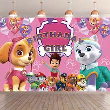 Paw Patrol 1 pieza Autorizada Decoración de Fiesta de Cumpleaños de PAW Patrol para Mesa de Pastel, Fondo de Tela para Decoración de Cuarto de Fiesta, Fondo de Fotos de Cabina de Fotos, Accesorios de Estudio, 82.7*59.1/59.1*39.4/39.4*29.5 Pulgadas