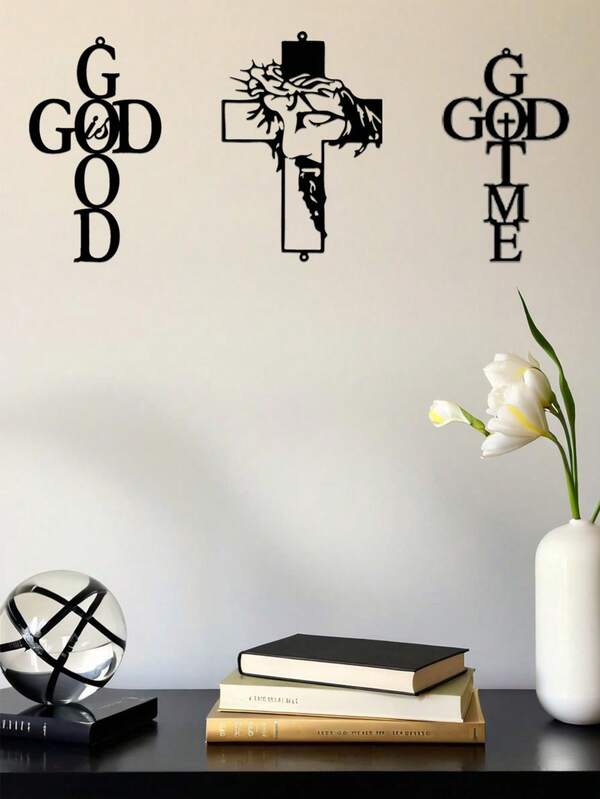 1pc Placa de metal cruzada, decoração de parede de metal cruzada, arte de parede de metal, para decoração de sala de estar, escritório, placa de presente, para decoração de inverno, Ação de Graças, Ano Novo, decoração de casa, decoração de quarto, decoração de parede