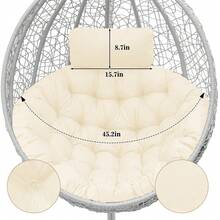 Water Resistant Hammock Swing Chair Cushion (ONLY CUSHION) Egg Chair Cushion Pad Replacement With Head Pillow For Indoor And Outdoor - Màu be - Xem 6