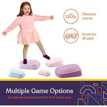 Set Of 5 Stepping Stones For Indoor And Outdoor Balance Blocks Promote Coordination Balance Strength Child  Rubber NonSlip Edging Unicorn No More Boredom! Keep Engaged And Healthy! - Unicorn - 查看 6