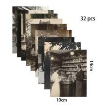 68/包（32 张纸垫 + 36 张贴纸）维多利亚时代照片纸垫 - 古董维多利亚时代复古卡片，带有身着长裙的优雅女士，4x6 英寸（10x15 厘米），适用于剪贴簿、垃圾日记本、婚礼、生日、周年纪念装饰 - 黑色 - 查看 4