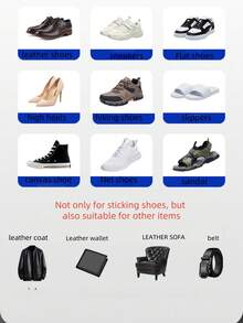 速干修鞋胶，通用皮革及织物胶，不粘皮肤，防水不硬化，修复鞋底开裂，多用途粘合（60毫升）；修鞋胶，1支高强度修鞋胶