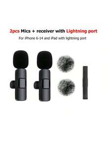 Draadloze Lavalier-microfoon voor smartphone, plug-play draadloze microfoon voor video-/audio-opname, clip-on reversmicrofoon voor interview/vlog/onderwijs