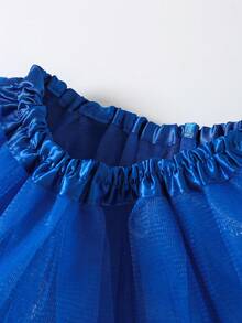 Váy tutu vải tuyn trơn màu cho bé gái, phong cách giản dị, đa năng, thích hợp biểu diễn trên sân khấu - Xanh đậm - Xem 3