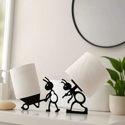 [1/2pcs] Funny 3D Printed Black Ant Toilet Paper Holder - Freestanding Bathroom Set - Cute Tissue Box Holder - Bathroom Decor