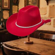 Women Bling Cowgirl Hat Rhinestone Stars Wide Brim Western Panama Jazz Hat For Wedding Rave Party Travel Accessories - Đỏ - Xem 5