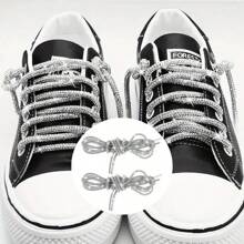 2pcs Rhinestone Shoelaces With Rhinestone Embellishments, Fashion Glitter Diy For Sneakers And Flat Shoes Summer Party - Multicolor - View 12