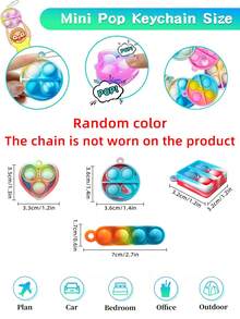 24/48pcs Random Colors And Random Styles Pop Fidget Keychain - Mini Fidget Toys Bulk Party Favors For Kids - Boys Girls Push Pops Bulk Toys - Its Small Prizes For Kids Classroom Birthday Party Favors Bubble Poppers