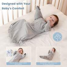 1pc Shark Fin Transition Swaddle, Baby Sleeping Bag, Soft Baby Sleeping Bag With Dual-Zipper, Suitable As Newborn Gift - Gray - Grey - View 3