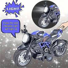1:12 Scale Friction Powered Motorcycle Toy With Sound And Light Effects, Alloy Die-Cast Motorcycle Toy, Gift For Birthday, Christmas, Halloween - Multicolor - View 8