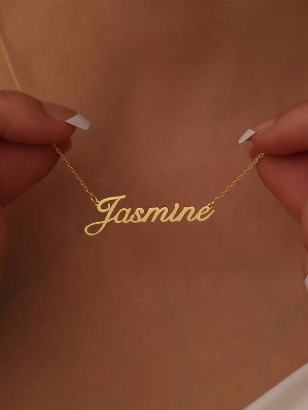 1Pc Customized Personalized Name Necklace Gold Choker Stainless Steel Necklace For Women Man Custom Simple Jewelry Christmas Gifts
