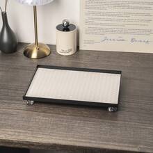 1 pièce Plateau de vanité tressé avec support en acrylique de forme diamant, disponible en blanc, noir et marron, polyvalent pour les parfums, les rouges à lèvres, les bougies, l'affichage des bijoux et à des fins décoratives