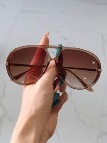 1 Cặp Kính thời trang nữ gọng kim loại kiểu phi công, Kính thời trang cỡ lớn kiểu khiên cho bãi biển, lái xe, trang trí theo phong cách Boho cho kỳ nghỉ bãi biển mùa hè, ngoài trời, du lịch - Nhiều màu - Xem 8