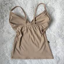 WO Simple Basic Tank Top & Padded Shirt Women's Casual Elegant - Aprikot - View 2