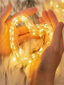 1 String Of Led Fairy Lights, Warm Color, Battery-Powered Copper Wire String Lights, Suitable For Gift, Bedroom, Christmas, Party, Wedding, Centerpiece, Halloween, Bouquet, Yard Decoration, 1m/3m/5m (Batteries Not Included) - 暖光 - 查看 2