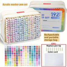 LANGUO 96/192/240 Colors Straight Liquid Acrylic Marker Pens With Thick Storage Bag, For Scrapbooking, Black Paper, Drawing, Graffiti Writing, Craft Creation, And Professional Art Supplies - 彩色 - 查看 11